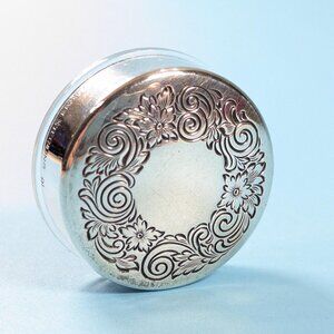 Vintage Gorham Sterling Silver 91 Pill Box, Plastic Body round container